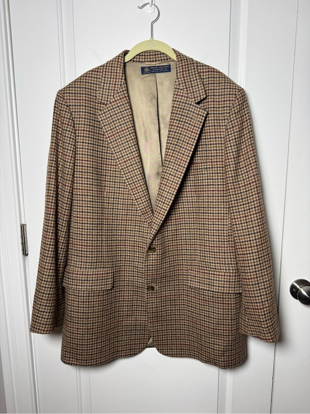 Vintage Brooks Brothers 43L Wool Houndstooth Sport Coat Made in USA